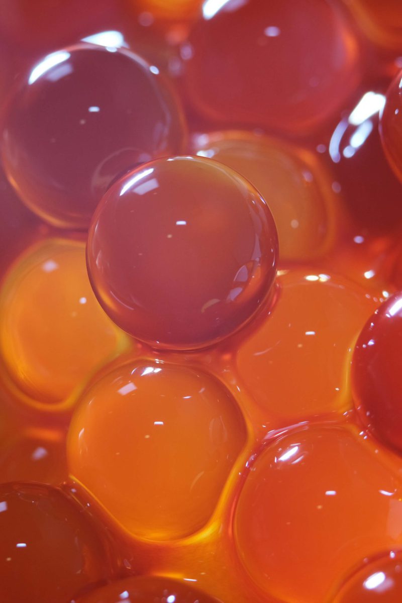 Close up shot of orange jelly beads